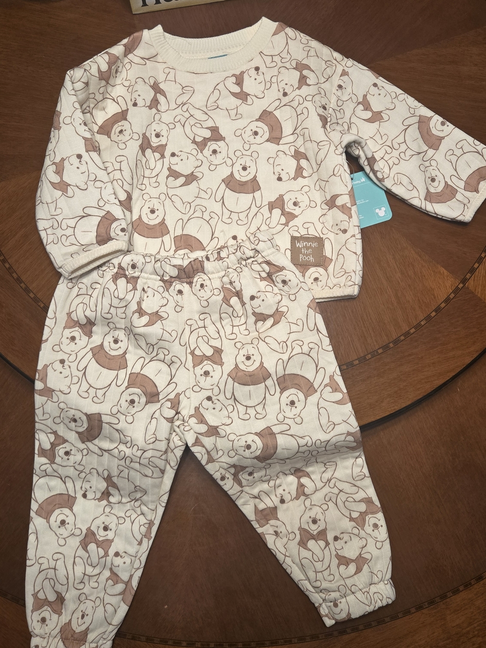 Disney Winnie the Pooh Beige & Brown Kids Pajama Set